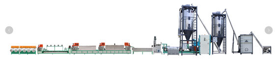 良い値段 Twin Screw 4 Straps 800kg/hr PET Package Strap Band Extrusion Line , PET Packing Belt Extrusion Equipment オンライン